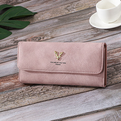 Long Women's Wallet Frosted Cover Wallet Soft Leather Wallet Fashion Retro Large Capacity Hand Bag