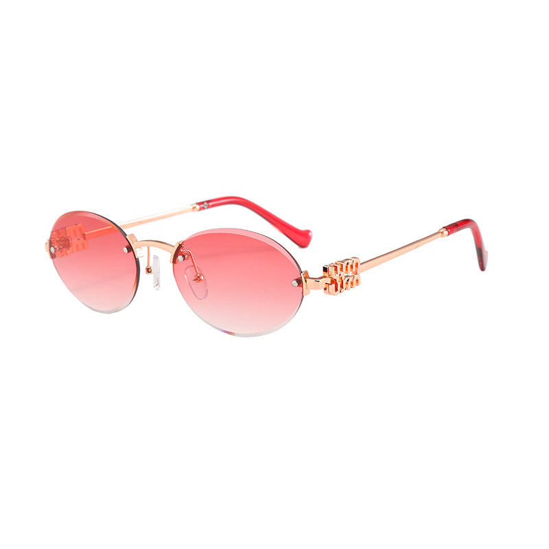 Frameless Letter Sunglasses with a High-End Feel, Personalized Metal Street Style Sunglasses, Retro Internet Celebrity Street Style, Trendy Sweet and Cool Hot Girl Sunglasses