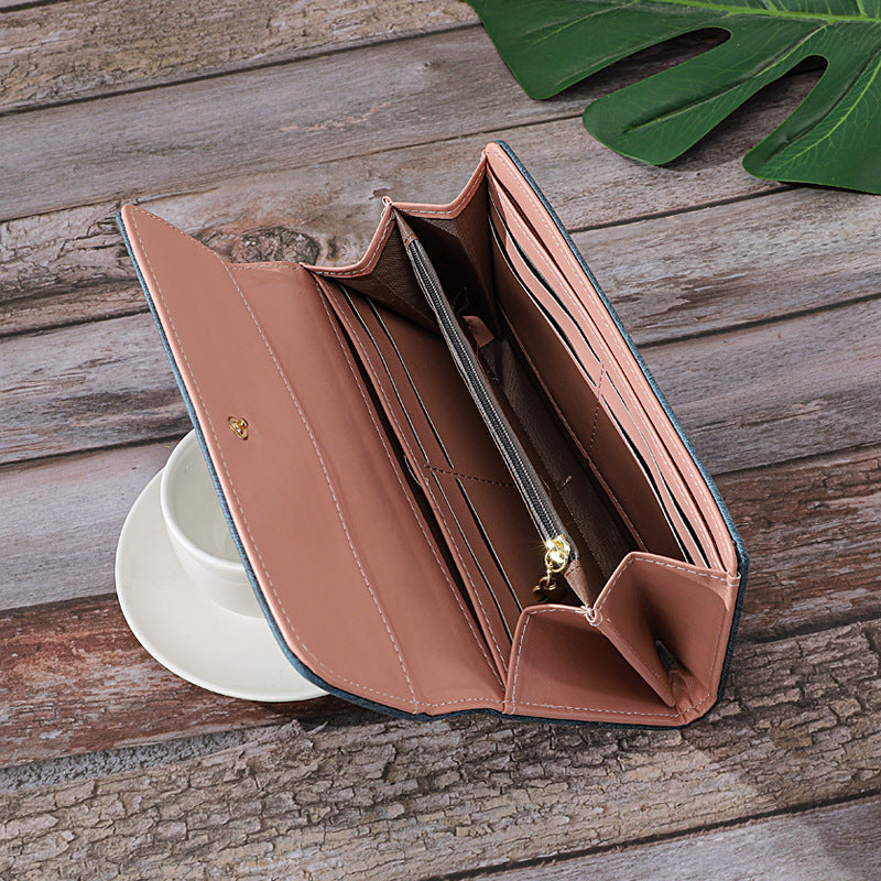Long Women's Wallet Frosted Cover Wallet Soft Leather Wallet Fashion Retro Large Capacity Hand Bag