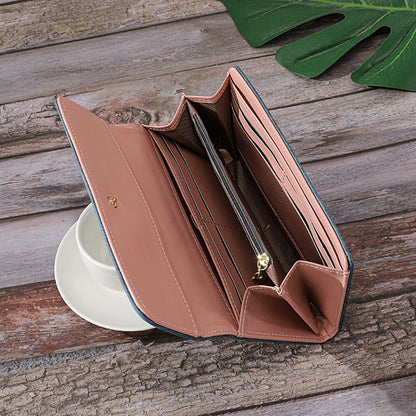 Long Women's Wallet Frosted Cover Wallet Soft Leather Wallet Fashion Retro Large Capacity Hand Bag