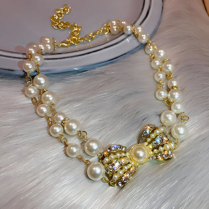 Vintage Baroque Pearl Tassel Necklace Female Bridal Banquet Elegant Fashion Collarbone Necklace Choker Accessories