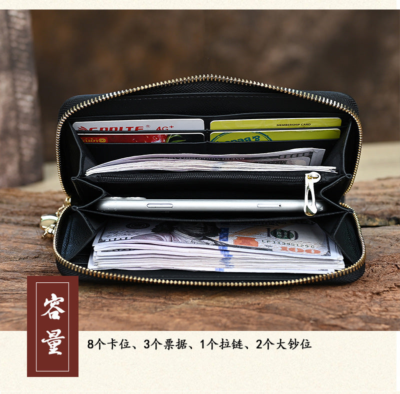 HENGDEWEI Vintage Genuine Leather Women’s Long Wallet | মেয়েদের প্রিমিয়াম লেদার লং ওয়ালেট
