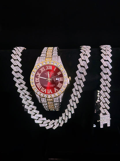 Tiktok Hot-Selling Fashion Casual Men's Watch Full Diamond Watch Men's Factory Price Direct Sale Complete Colors
