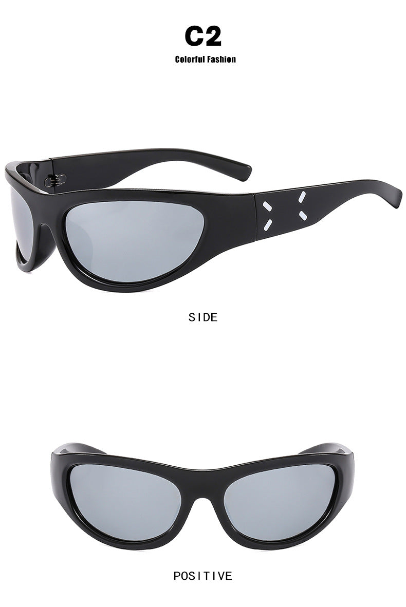 2023 New Y2K Hot Girl Cycling Sunglasses Future Technology Sunglasses Concave Shape Photo Sunglasses Trendy