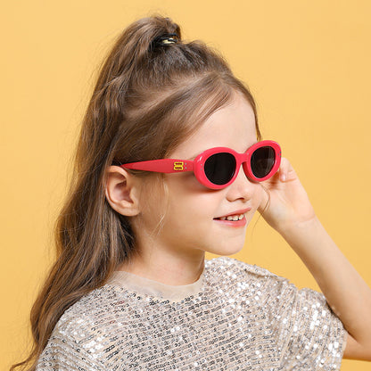 2024 new fashion rice nail polarized children's sunglasses silicone oval small frame sunscreen baby sunglasses 7-130