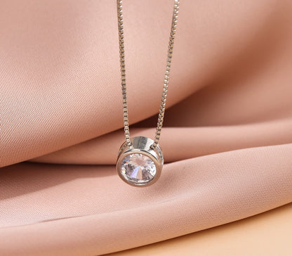 Fashion simple small circle single diamond personality necklace female temperament clavicle chain