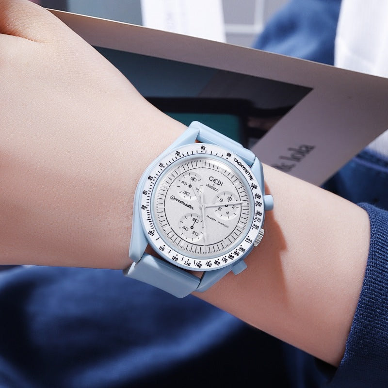 GEDI GEDI Fashion Candy Color Silicone Tape Middle School Students' High Color Value Large Dial Quartz Sports Watch 31020