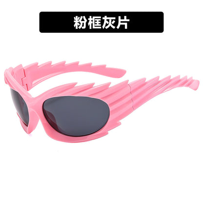 Barbed Hedgehog Sunglasses Y2K European and American Personalized Wings Cycling Sunglasses Concave Shape Ins Trendy Sunglasses for Women