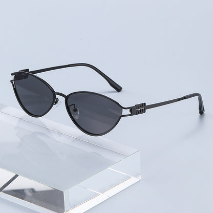 Fashionable Metal Cat-Eye Sunglasses European and American Trendy Women's Sunglasses Light Luxury High-End Anti-Uv Sunglasses for Men