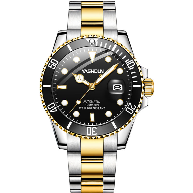 Ashi ton new steel band men's watch hollow automatic mechanical watch calendar waterproof foreign trade men's watch wholesale