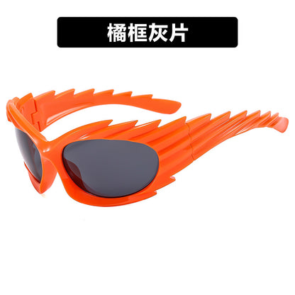 Barbed Hedgehog Sunglasses Y2K European and American Personalized Wings Cycling Sunglasses Concave Shape Ins Trendy Sunglasses for Women