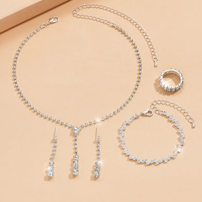 Factory Direct Approval Fashion Wedding Wedding Photography Accessories Earrings Necklace Bracelet Set Combination Multiple Choice