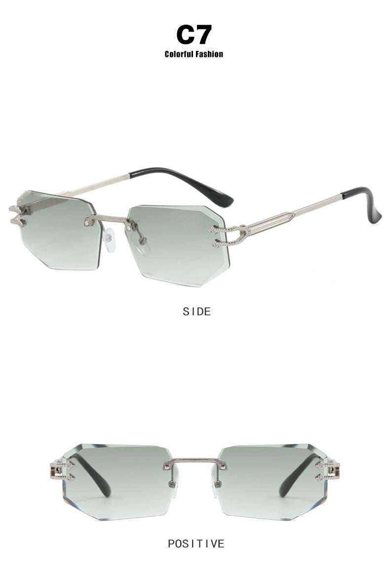 Irregular Frameless Edge-Cut Sunglasses 2024 New Style Personalized Fashion Sunglasses Street Style Trendy Sunglasses for Women