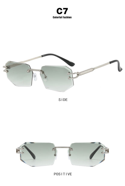 Irregular Frameless Edge-Cut Sunglasses 2024 New Style Personalized Fashion Sunglasses Street Style Trendy Sunglasses for Women
