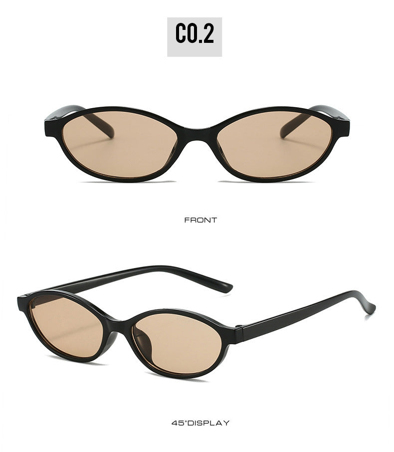 European and American Retro Oval Small Frame Sunglasses Women's Outdoor Fashion Wear Sunglasses Men's Personalized Hip-Hop Spice Glasses