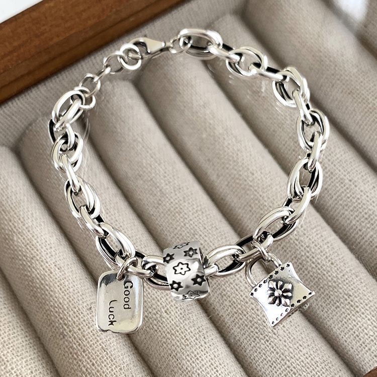 Six-pointed Star Old 925 Sterling Silver Bracelet Women's Autumn and Winter 2025 New Ins Niche Design Cold Style Couple Bracelet
