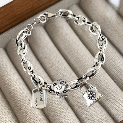 Six-pointed Star Old 925 Sterling Silver Bracelet Women's Autumn and Winter 2025 New Ins Niche Design Cold Style Couple Bracelet
