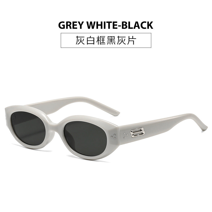 Retro Black Frame Rice Nail Irregular gm Cat's Eye Sunglasses Men's 2025 New Fashionable Street Photoshoot Sunglasses Women's High-end Sense