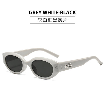 Retro Black Frame Rice Nail Irregular gm Cat's Eye Sunglasses Men's 2025 New Fashionable Street Photoshoot Sunglasses Women's High-end Sense