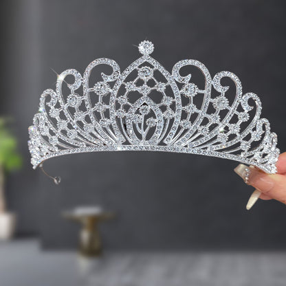 Bridal Crown Tiara Rhinestone Crown Wedding Dress Diamond Costume Eighteenth Birthday Coming-Of-Age Ceremony Birthday Princess Hair Accessory