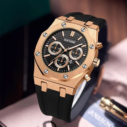 Foreign Trade Products: Men's Watch with Three Dials, Multi-Functional, Sports, Waterproof, Men's Fashion Casual Watch, Cross-Border Hot-Selling Item
