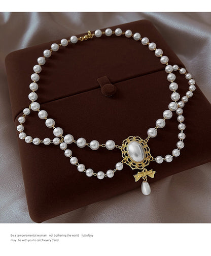 Vintage Baroque Pearl Tassel Necklace Female Bridal Banquet Elegant Fashion Collarbone Necklace Choker Accessories