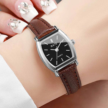 Cross-border Barrel Quartz Watch Small Women's Leather Watch Women's Fashionable All-match Simple Roman Scale Women's Hand