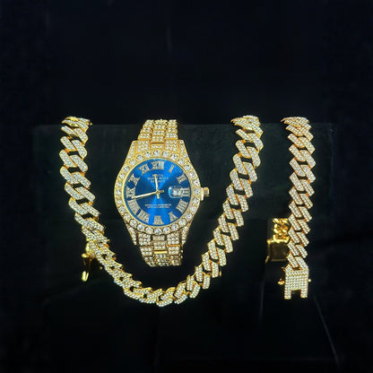 Tiktok Hot-Selling Fashion Casual Men's Watch Full Diamond Watch Men's Factory Price Direct Sale Complete Colors