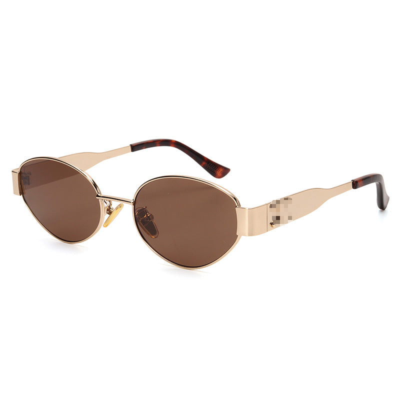 Y2K40235 Old Money Style Sunglasses Female Internet Celebrity Street Style Glasses Retro Oval High-End Cat-Eye Sunglasses