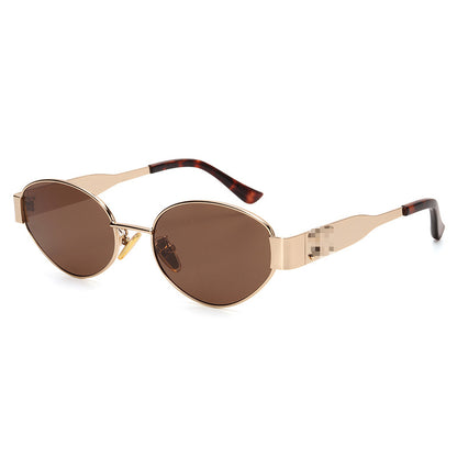 Y2K40235 Old Money Style Sunglasses Female Internet Celebrity Street Style Glasses Retro Oval High-End Cat-Eye Sunglasses