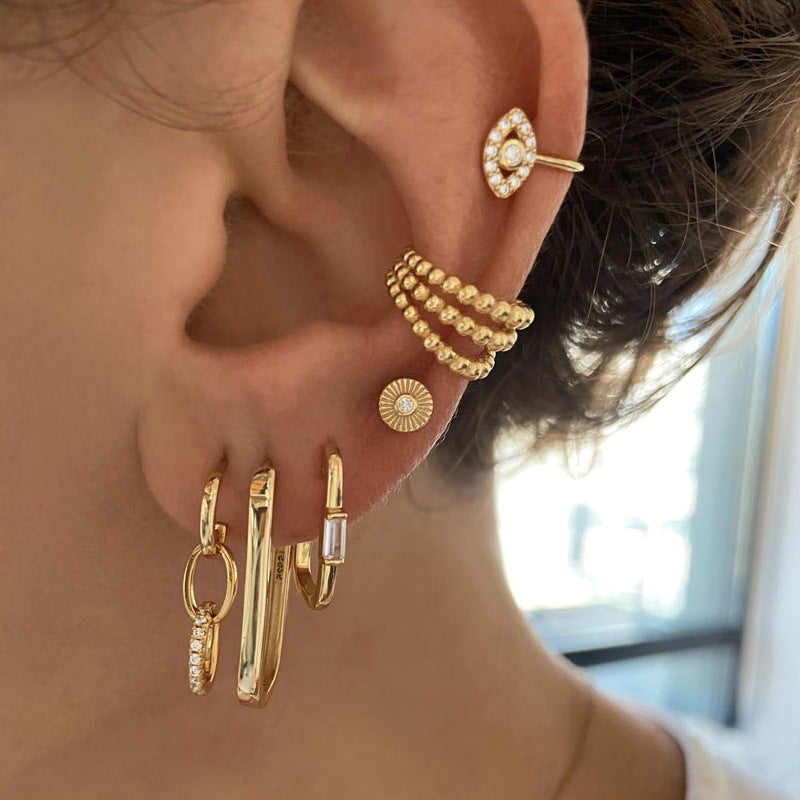 Cross-Border Exclusive Supply of Versatile and High-End Ear Cuffs with an Instagram-Worthy Style, Featuring a Fashionable and Simple U-Shaped Design with Diamond Accents and a Unique Ear Cuff Earring Set