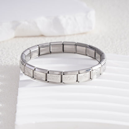 Cross-border Fashion Stainless Steel Module Bracelet MOM Series New Strange Diy Elastic Bracelet Detachable Bracelet Accessories