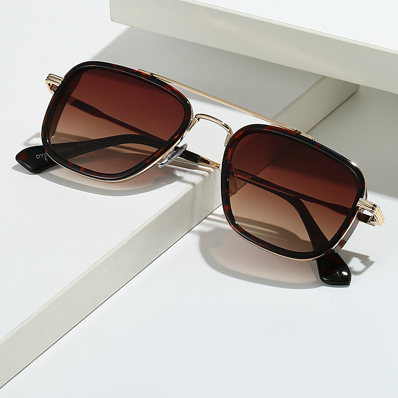21 Amazon's New Popular European and American Punk Men's Sunglasses Pilot Square Frame Cross-Border Sunglasses Wholesale