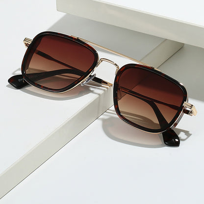 21 Amazon's New Popular European and American Punk Men's Sunglasses Pilot Square Frame Cross-Border Sunglasses Wholesale