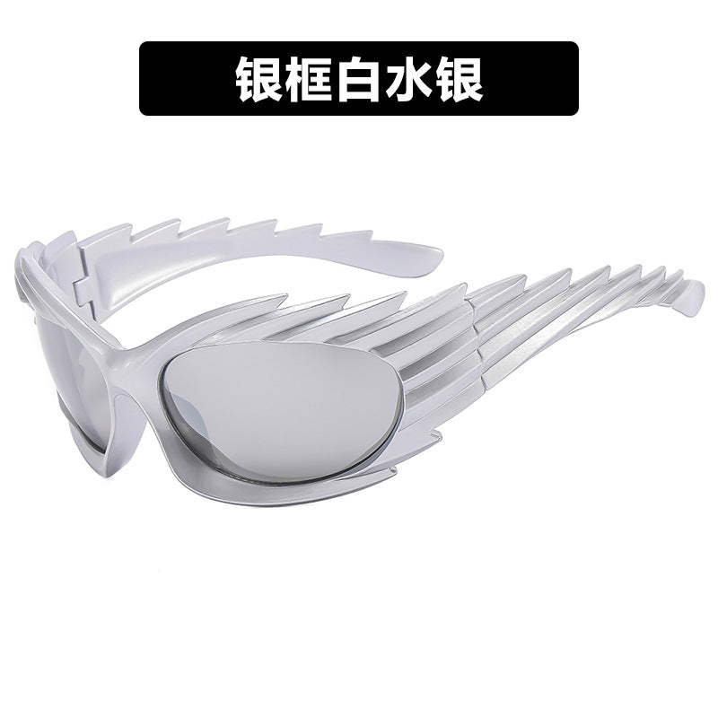 Barbed Hedgehog Sunglasses Y2K European and American Personalized Wings Cycling Sunglasses Concave Shape Ins Trendy Sunglasses for Women