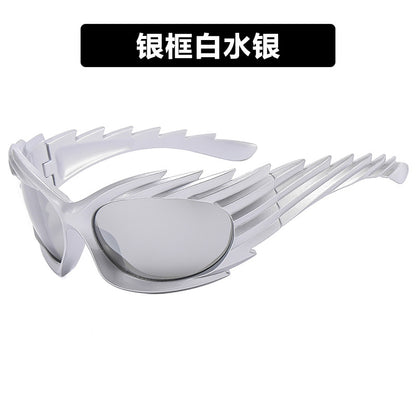 Barbed Hedgehog Sunglasses Y2K European and American Personalized Wings Cycling Sunglasses Concave Shape Ins Trendy Sunglasses for Women