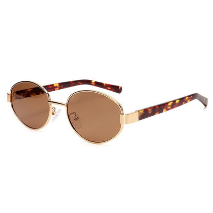 Y2K40235 Old Money Style Sunglasses Female Internet Celebrity Street Style Glasses Retro Oval High-End Cat-Eye Sunglasses