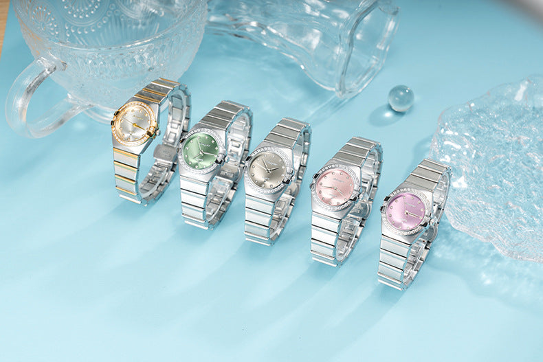 Source Factory Constellation Steel Band Women's Quartz Watch High-End Waterproof Fashion Cross-Border Diamond Bezel Girls' Watch