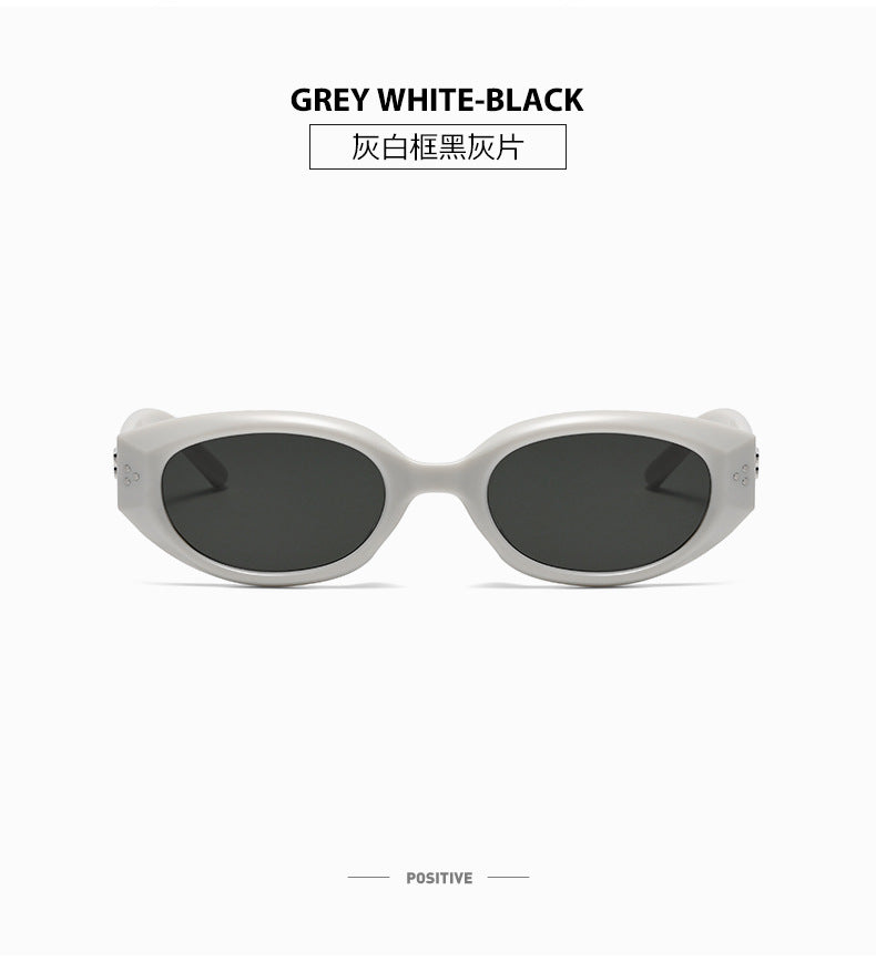 Retro Black Frame Rice Nail Irregular gm Cat's Eye Sunglasses Men's 2025 New Fashionable Street Photoshoot Sunglasses Women's High-end Sense