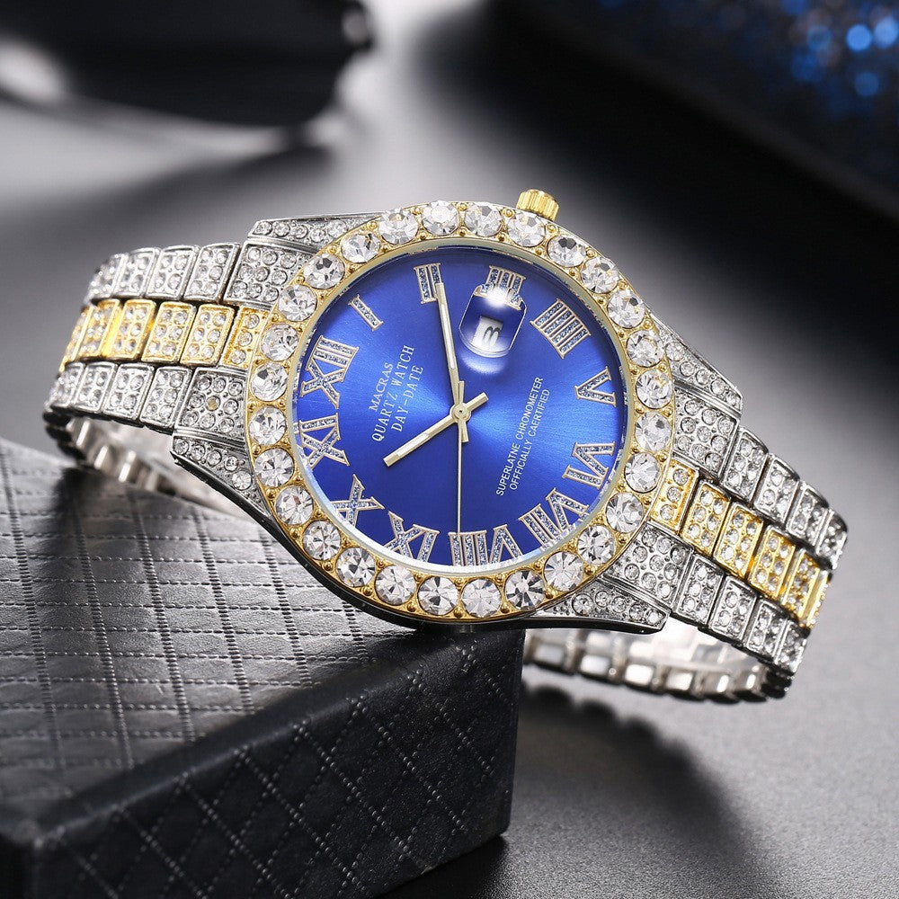 Tiktok Hot-Selling Fashion Casual Men's Watch Full Diamond Watch Men's Factory Price Direct Sale Complete Colors