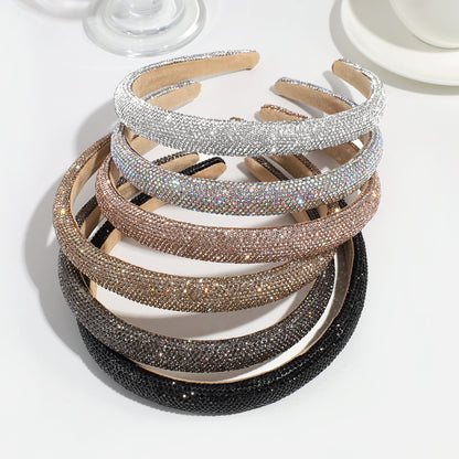 Cross-border Hot Selling Fashion Luxury Simple Atmosphere Full Diamond Headband Going Out All-match Elegant Elegant Hair Headband Hair Accessories