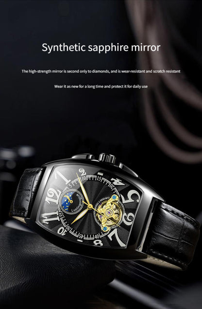 Barrel Type Fully Automatic Wheel Hollow Mechanical Watch Men's Business Simple Fashion Multifunctional Watch Wholesale