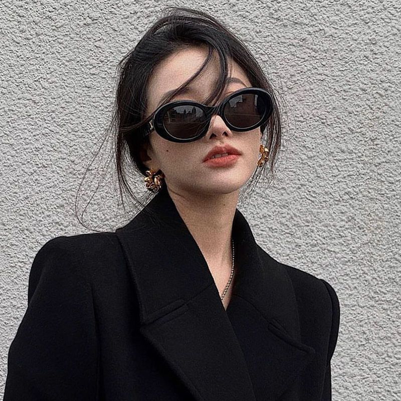Cross-border New Arc de Triomphe Oval Metal Small Frame Sunglasses Women's High-end Fashion Street Photograph Sunglasses Sunglasses