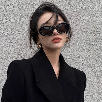 Cross-border New Arc de Triomphe Oval Metal Small Frame Sunglasses Women's High-end Fashion Street Photograph Sunglasses Sunglasses