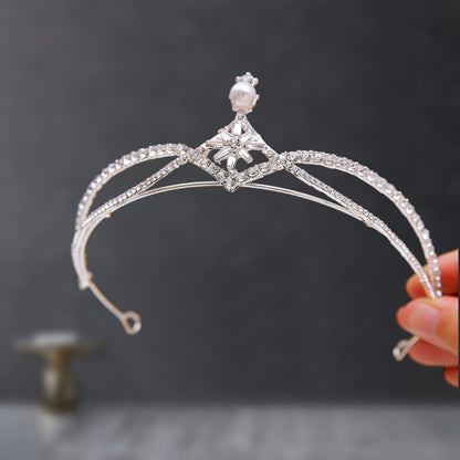 Bridal Crown Tiara Rhinestone Crown Wedding Dress Diamond Costume Eighteenth Birthday Coming-Of-Age Ceremony Birthday Princess Hair Accessory