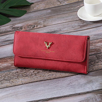 Long Women's Wallet Frosted Cover Wallet Soft Leather Wallet Fashion Retro Large Capacity Hand Bag