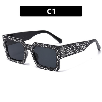 Diamond-Encrusted Starry Sky Square Sunglasses, Personalized Sunglasses, Fashionable Internet Celebrity Street Photography, Catwalk Versatile Sunglasses