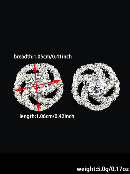 Earrings 18k European and American Women's Temperament Day South Korea Rose Zircon Simple Joker European and American Sweet Jewelry 6153