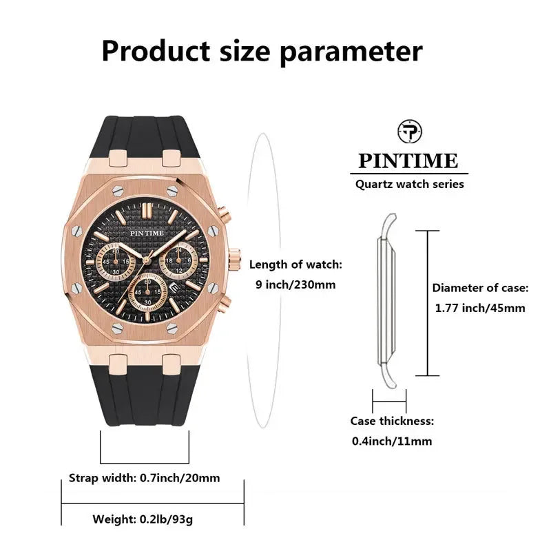 Foreign Trade Products: Men's Watch with Three Dials, Multi-Functional, Sports, Waterproof, Men's Fashion Casual Watch, Cross-Border Hot-Selling Item
