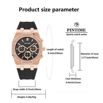 Foreign Trade Products: Men's Watch with Three Dials, Multi-Functional, Sports, Waterproof, Men's Fashion Casual Watch, Cross-Border Hot-Selling Item